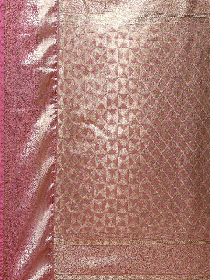 Dusty Pink Kalamkari Woven Design Art Silk Saree