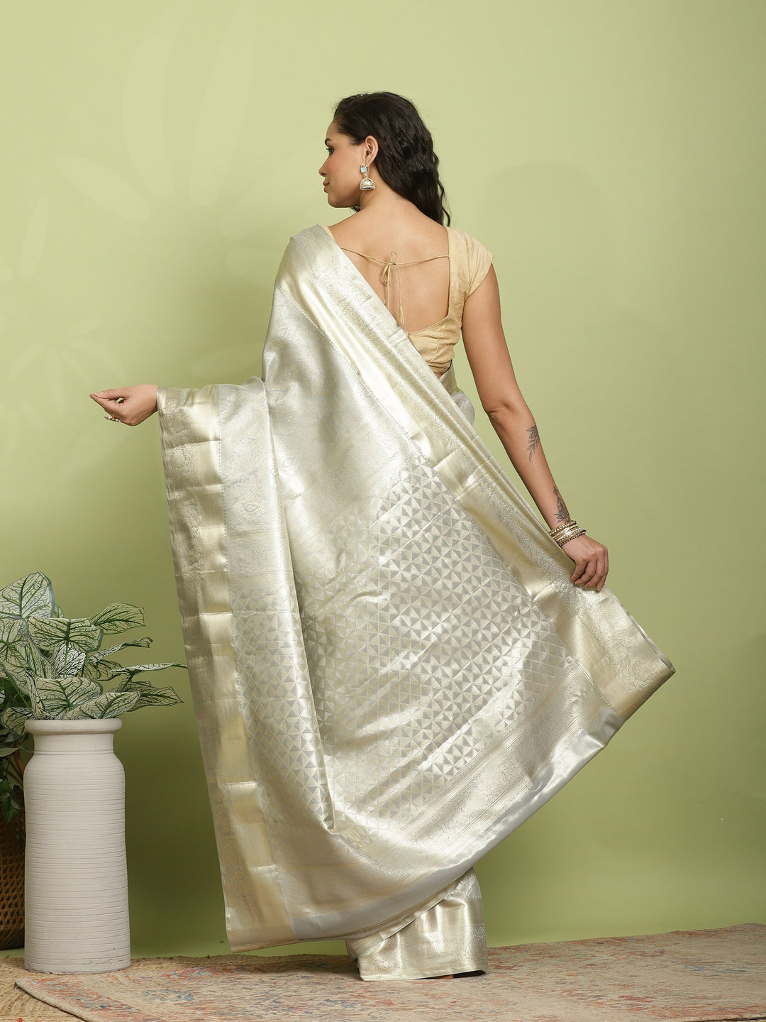 Grey Woven Design Art Silk Saree
