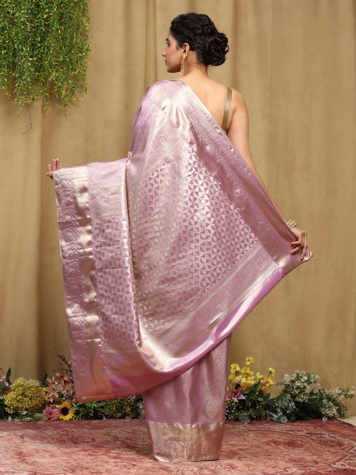 Lavender Kalamkari Woven Design Art Silk Saree