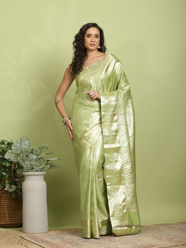 Pista Green Woven Design Art Silk Saree