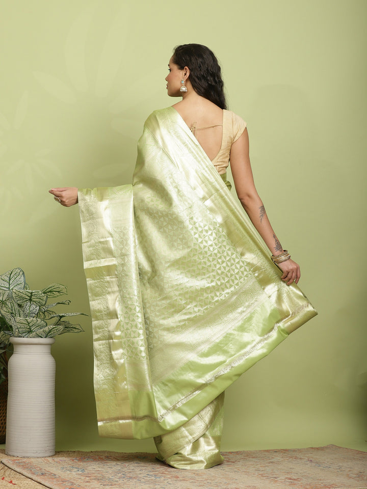 Pista Green Woven Design Art Silk Saree