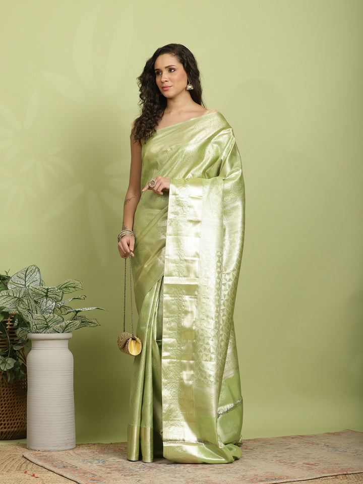 Pista Green Woven Design Art Silk Saree
