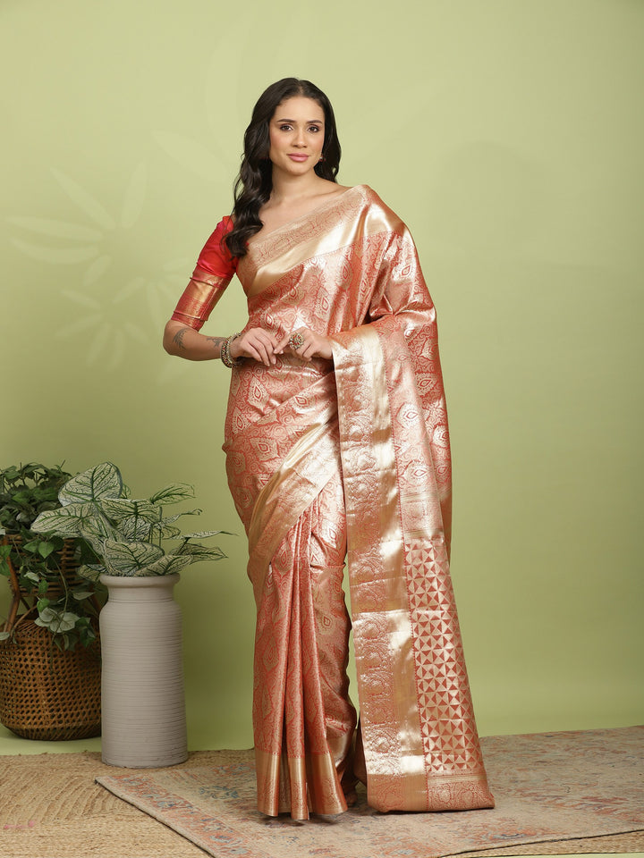 Rust Woven Design Art Silk Saree