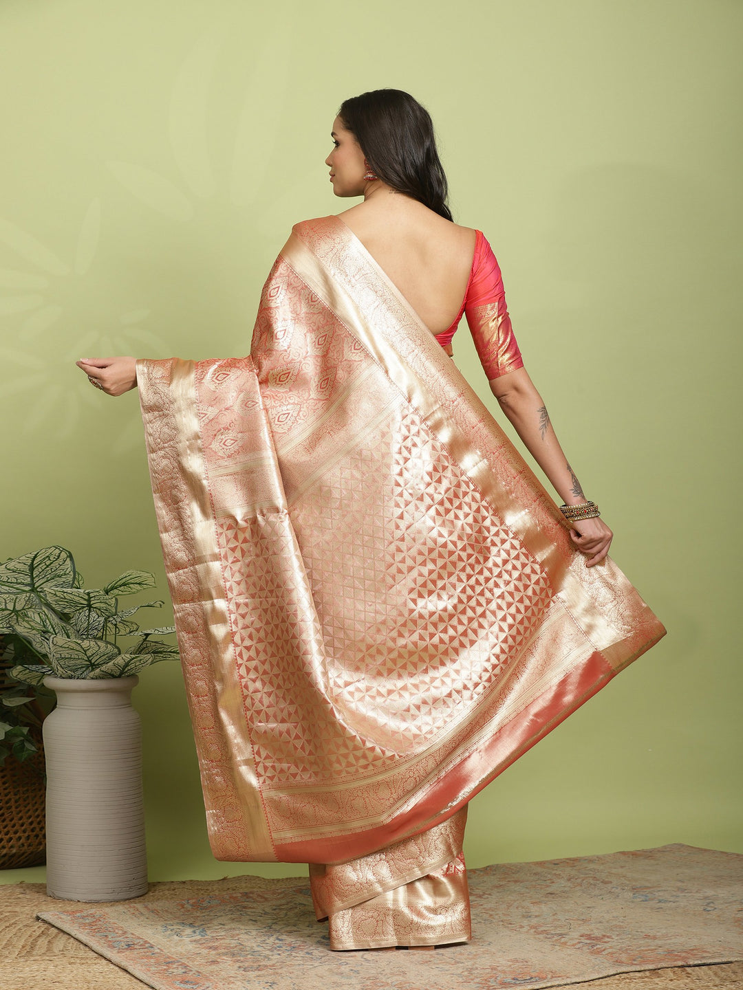 Rust Woven Design Art Silk Saree