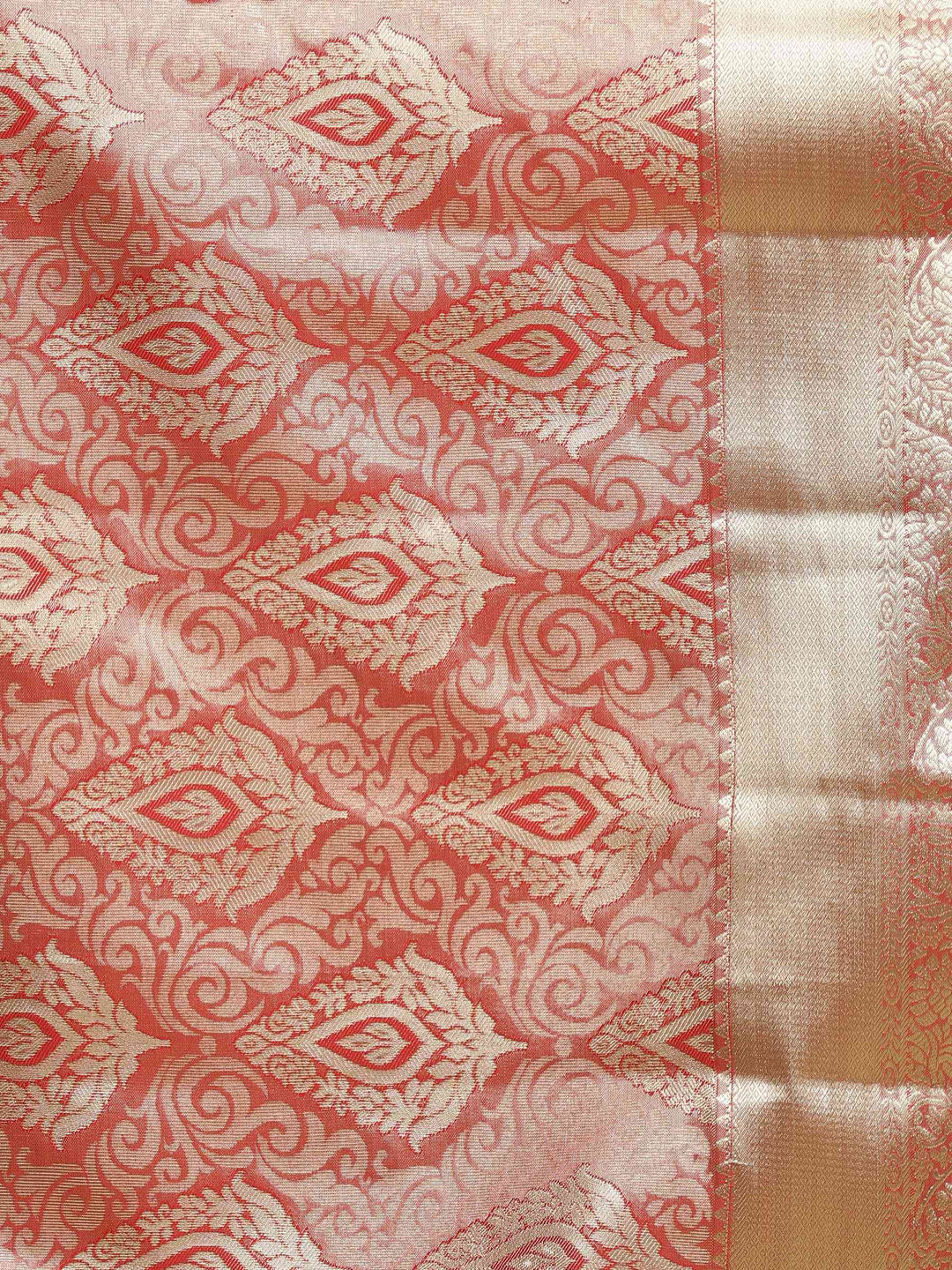 Rust Woven Design Art Silk Saree