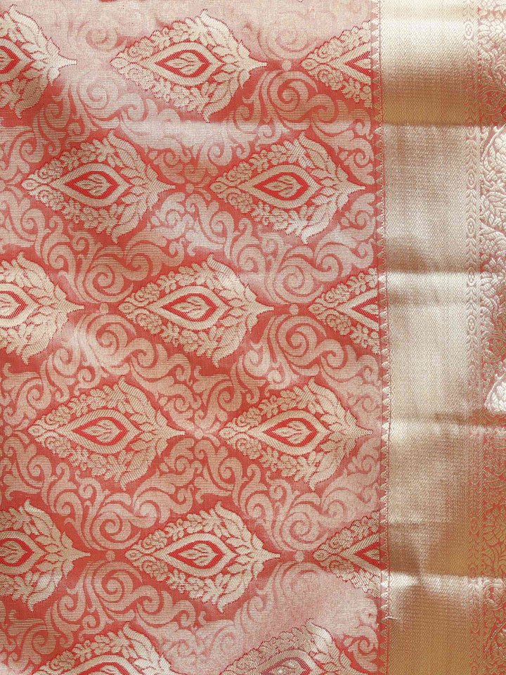 Rust Woven Design Art Silk Saree