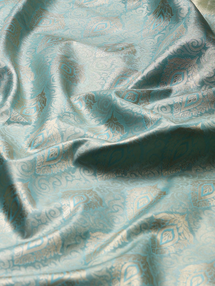 Sky Blue Kalamkari Woven Design Art Silk Saree
