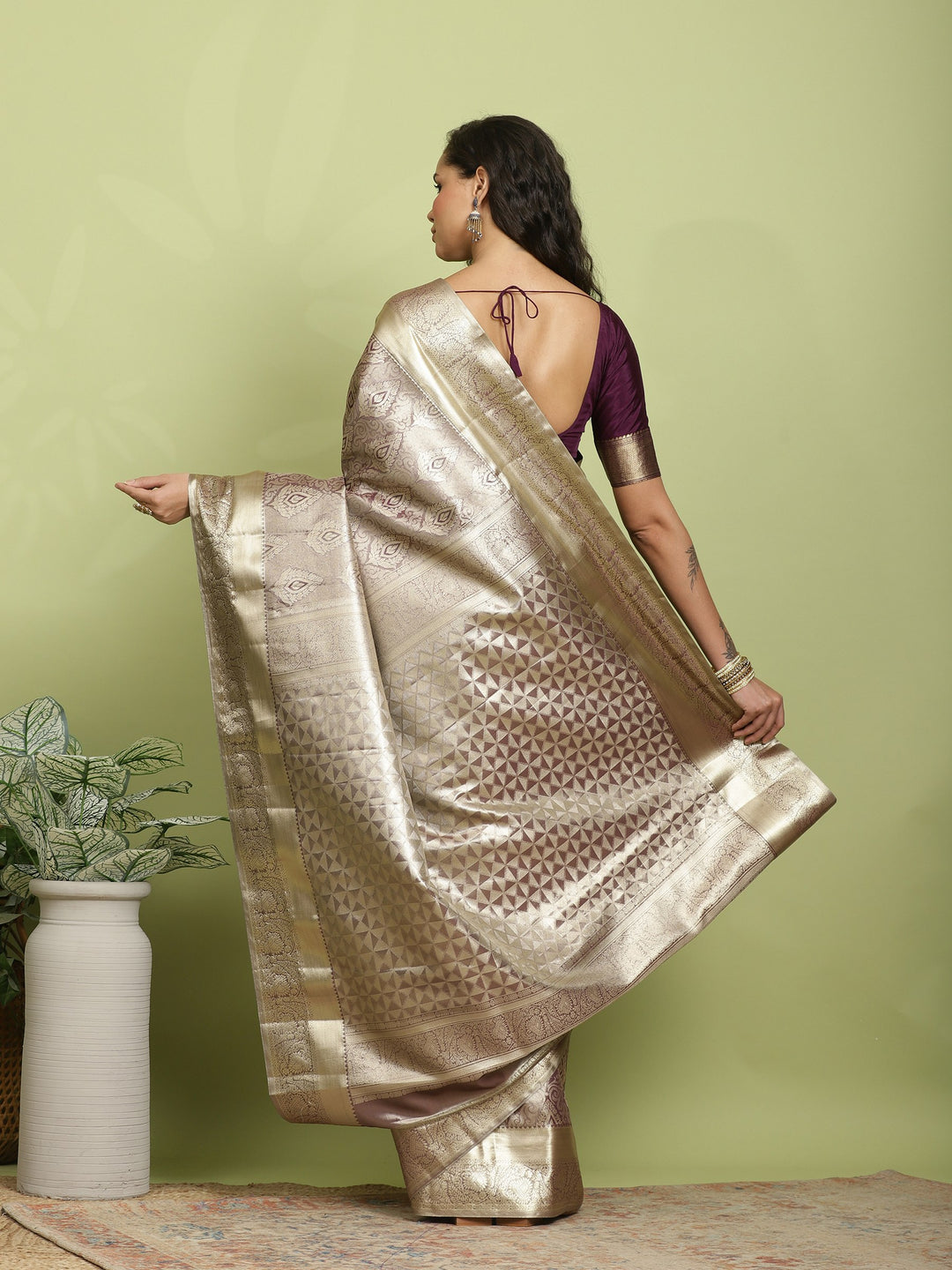 Wine Woven Design Art Silk Saree