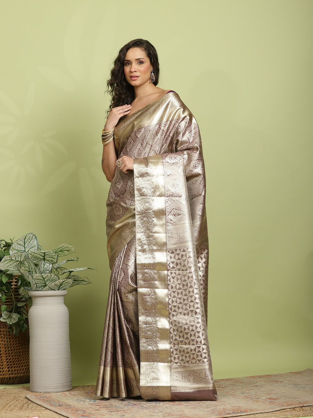 Wine Woven Design Art Silk Saree