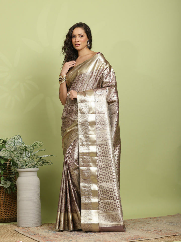 Wine Woven Design Art Silk Saree