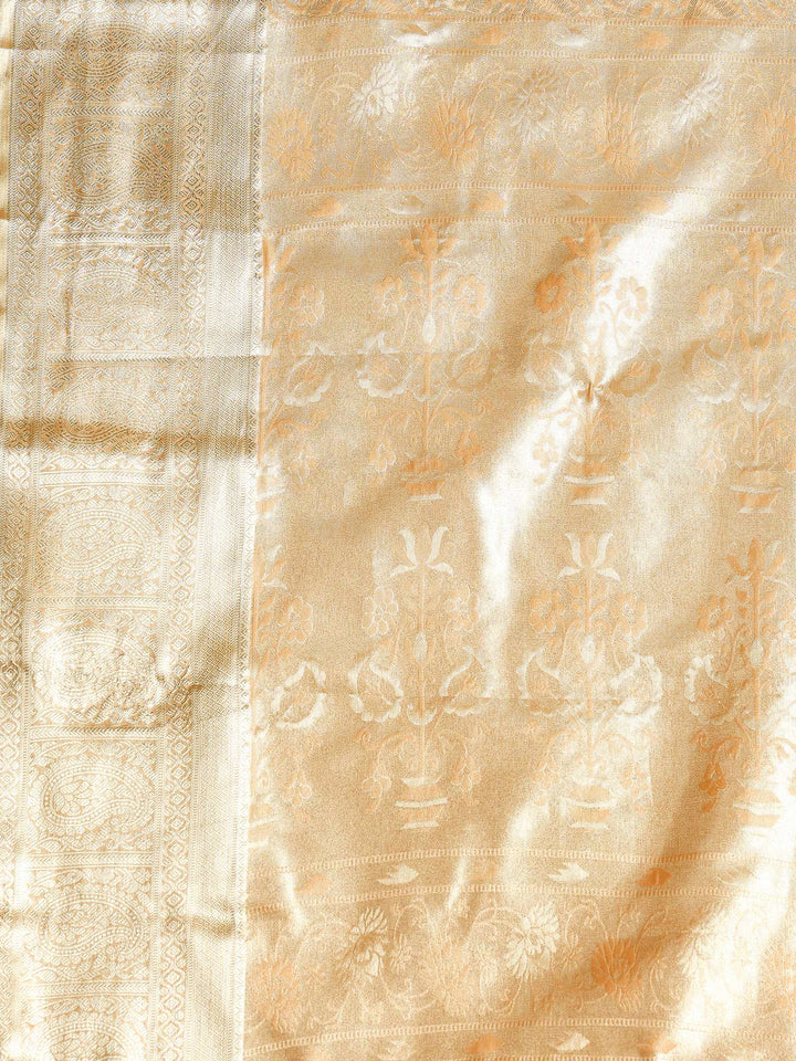 Peach Kalamkari Woven Design Art Silk Saree