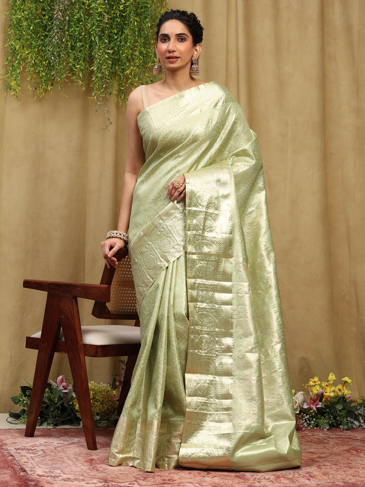 Pista Green Kalamkari Woven Design Art Silk Saree