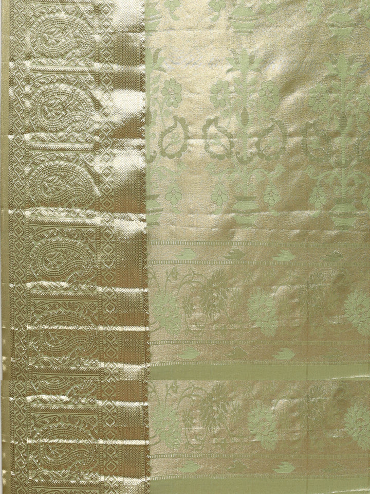 Pista Green Kalamkari Woven Design Art Silk Saree