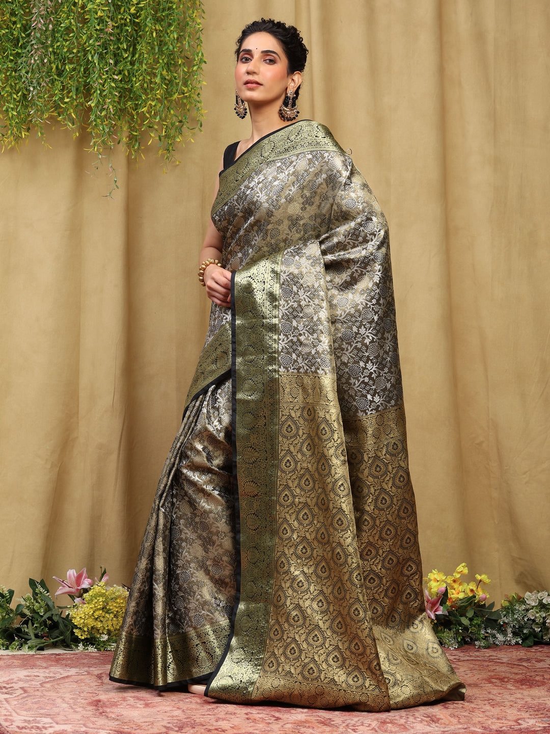 Black Woven Design Art Silk Saree