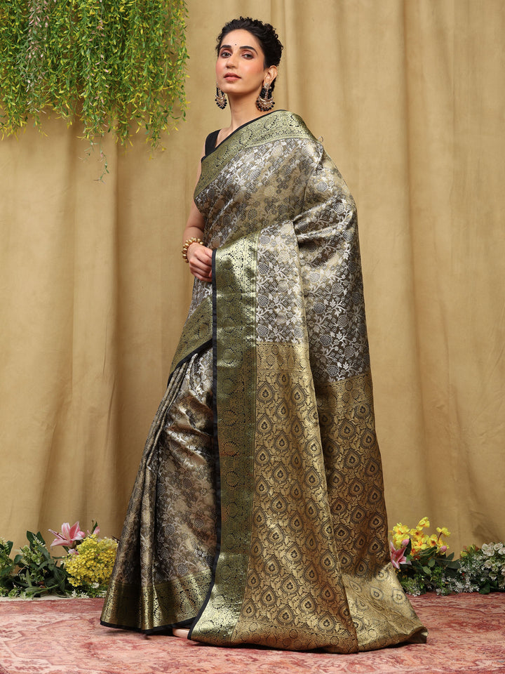 Black Woven Design Art Silk Saree