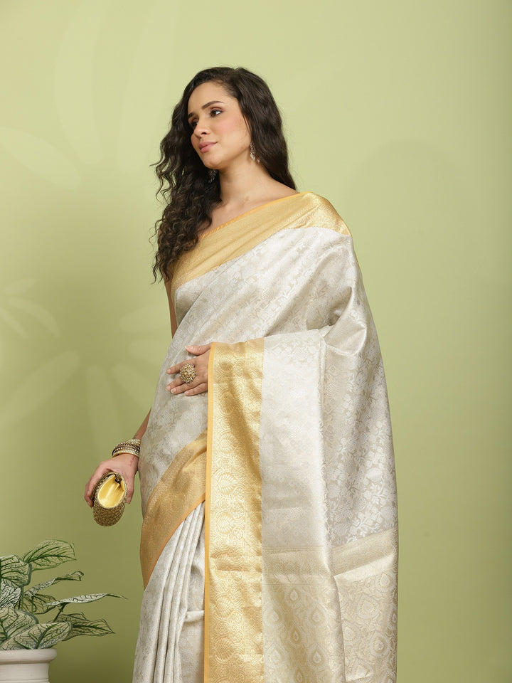 Grey Woven Design Art Silk Saree
