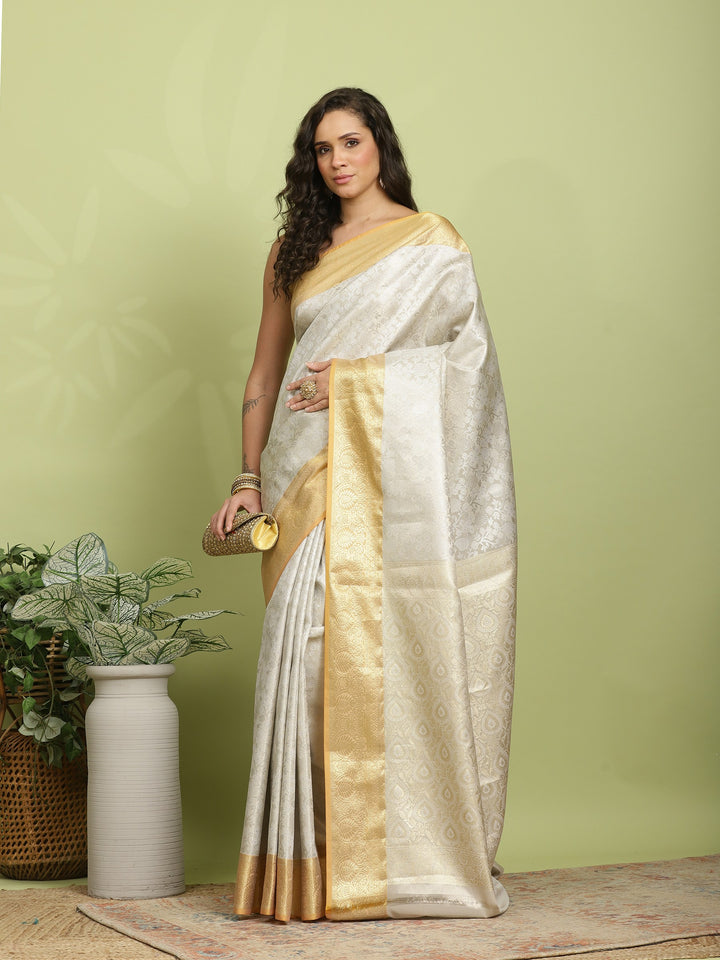 Grey Woven Design Art Silk Saree