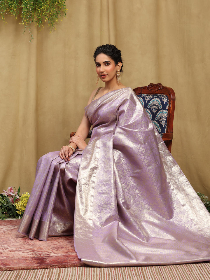 Lavender Woven Design Art Silk Saree