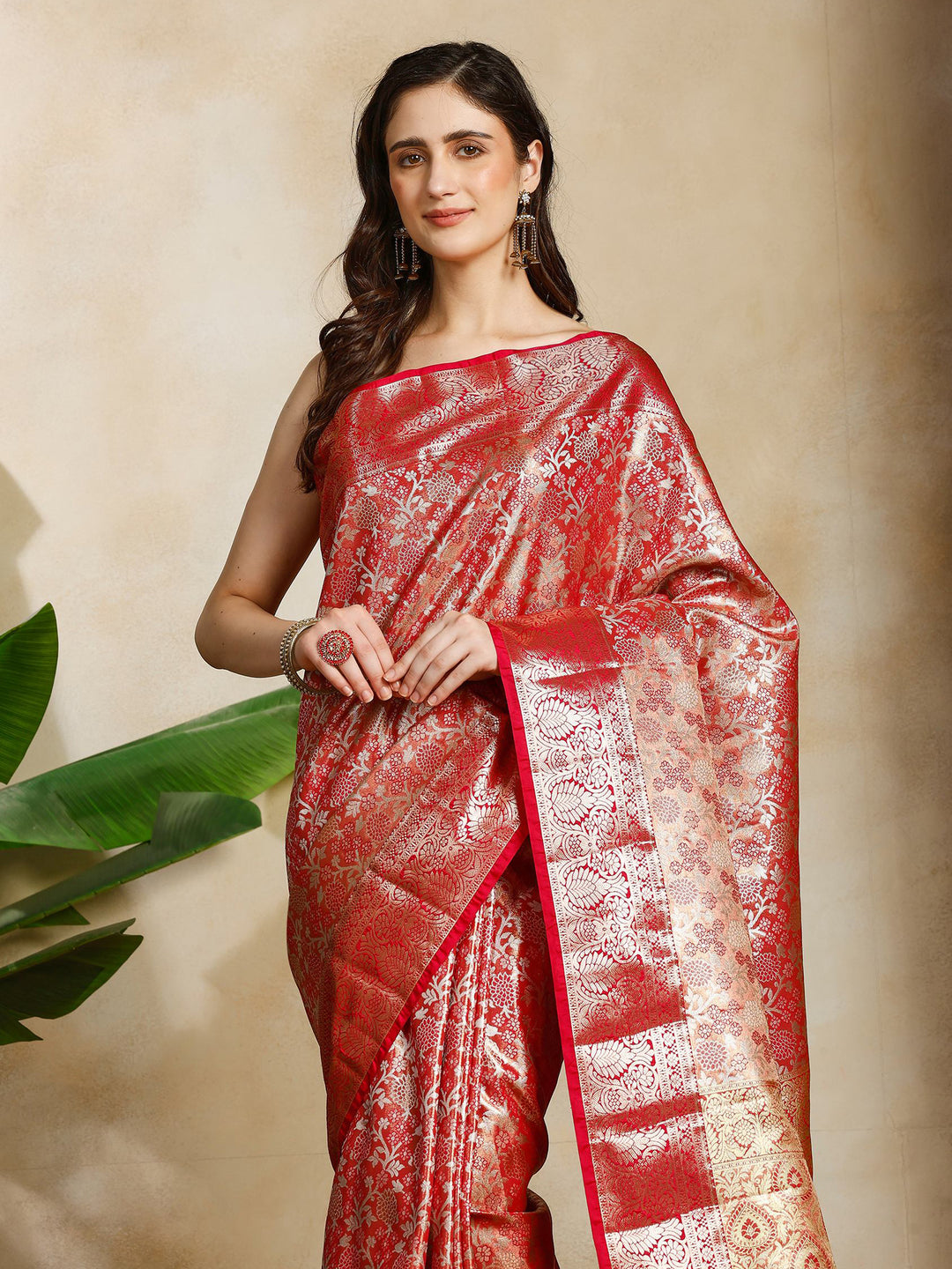 Rani Kalamkari Woven Design Art Silk Saree