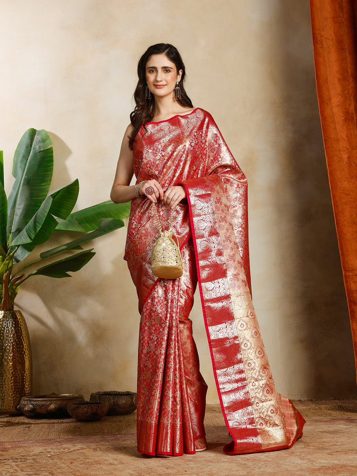 Rani Kalamkari Woven Design Art Silk Saree
