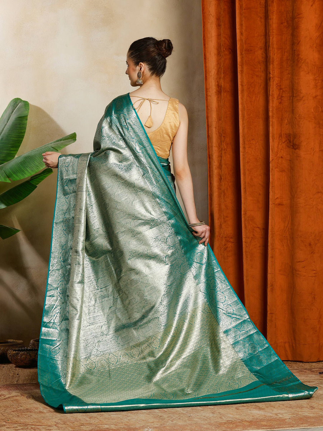 Green Kalamkari Woven Design Art Silk Saree