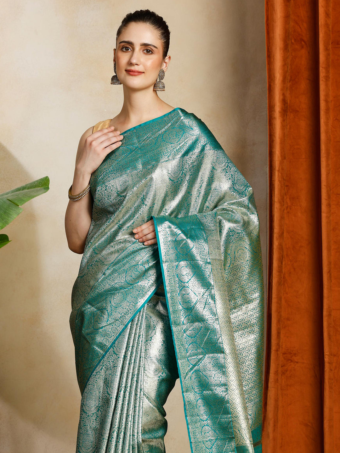 Green Kalamkari Woven Design Art Silk Saree