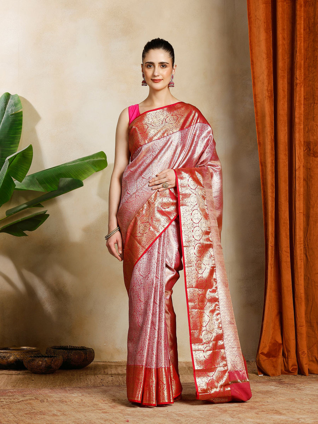 Rani Kalamkari Woven Design Art Silk Saree