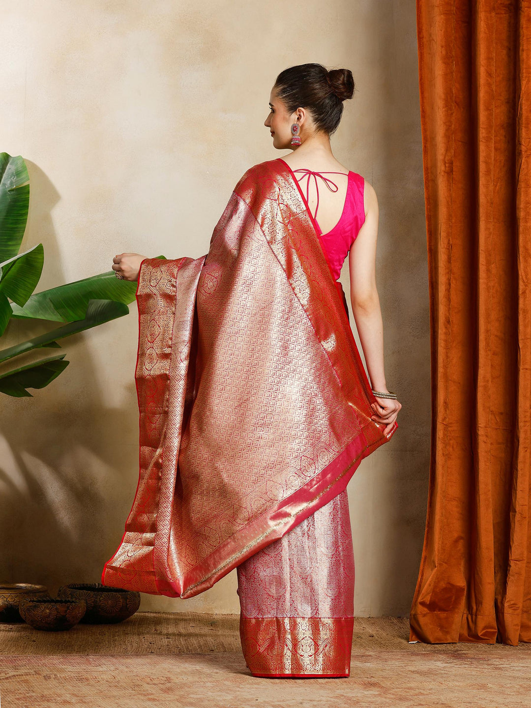 Rani Kalamkari Woven Design Art Silk Saree