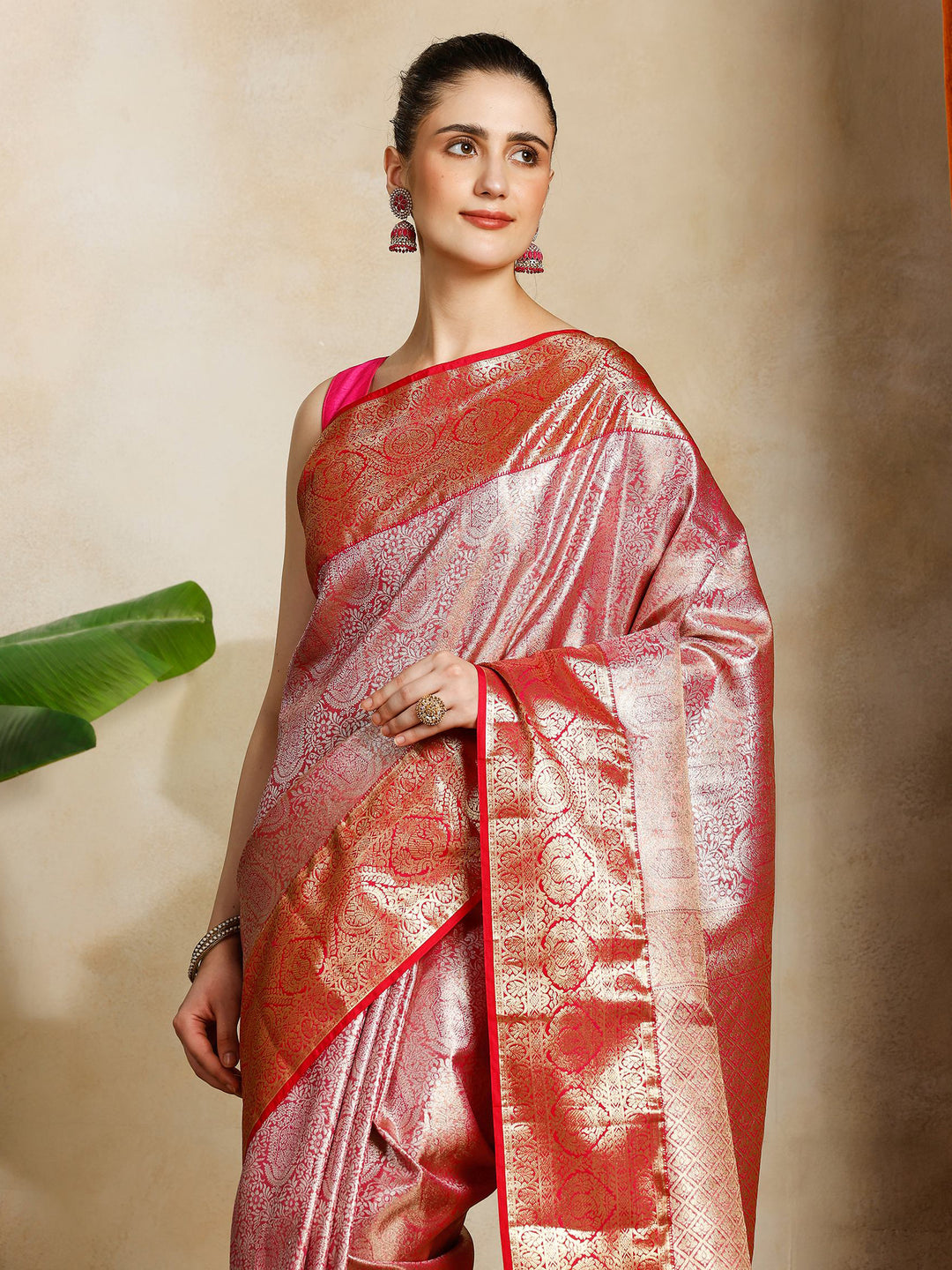 Rani Kalamkari Woven Design Art Silk Saree