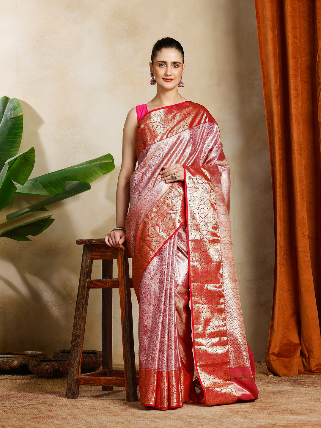 Rani Kalamkari Woven Design Art Silk Saree