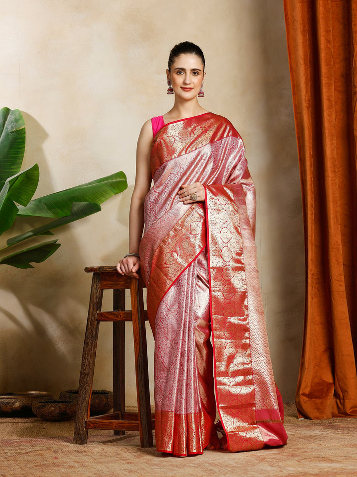 Rani Kalamkari Woven Design Art Silk Saree
