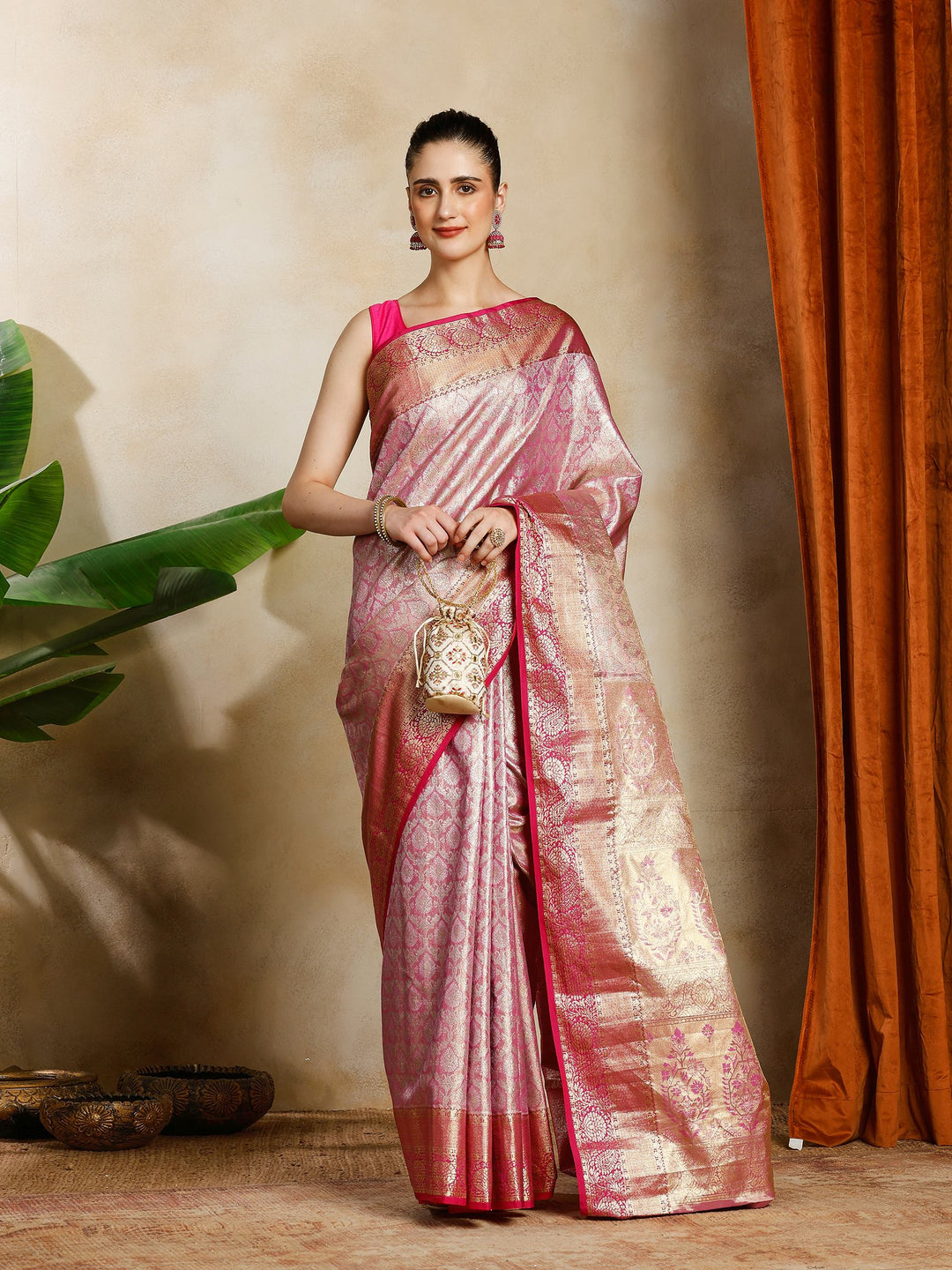 Rani Kalamkari Woven Design Art Silk Saree
