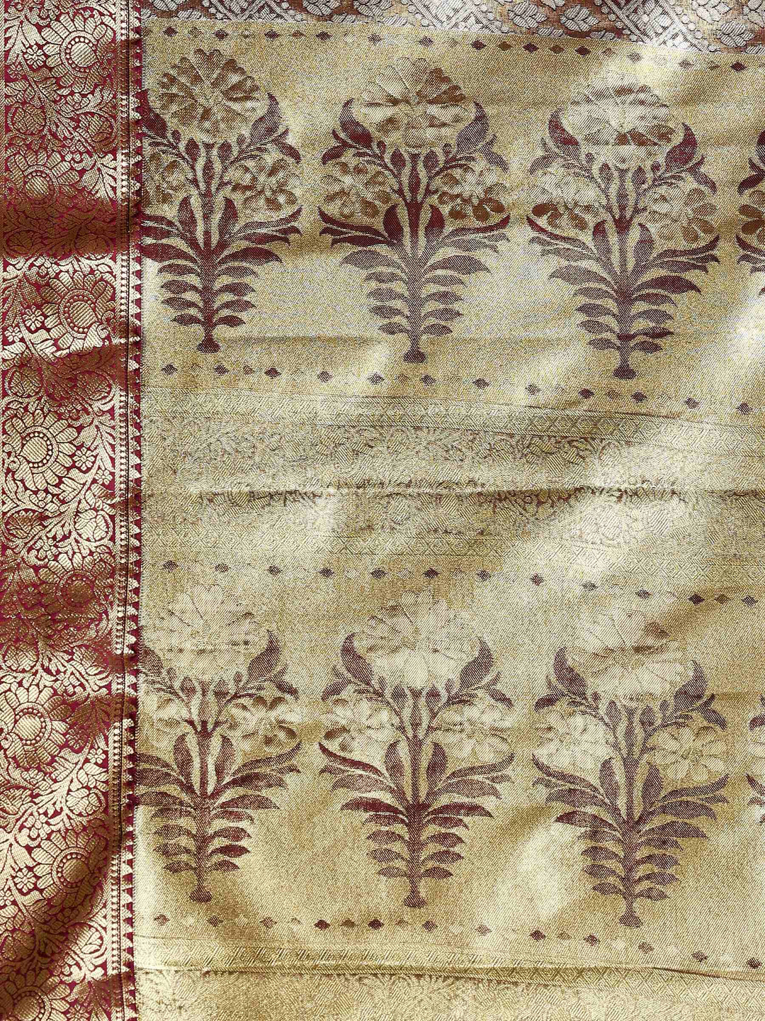 Wine Kalamkari Woven Design Art Silk Saree