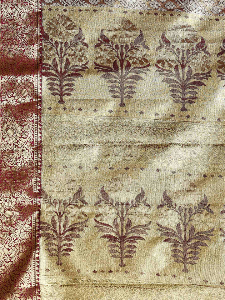 Wine Kalamkari Woven Design Art Silk Saree