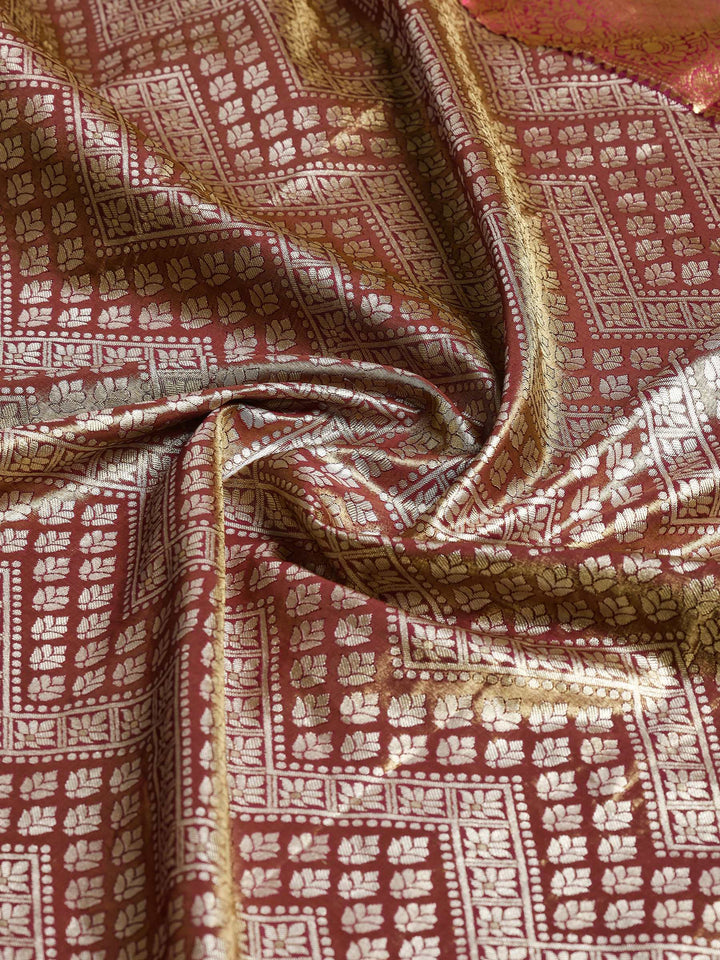 Wine Kalamkari Woven Design Art Silk Saree