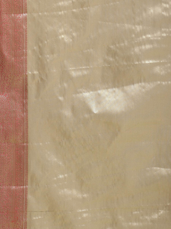 Beige Red Woven Design Art Silk Saree