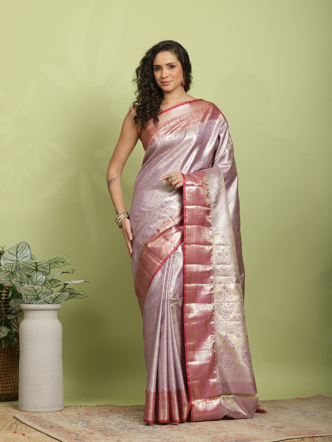 Lavender Woven Design Art Silk Saree