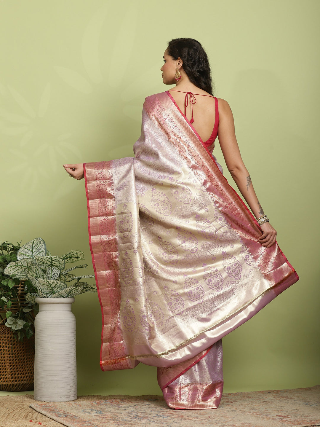 Lavender Woven Design Art Silk Saree