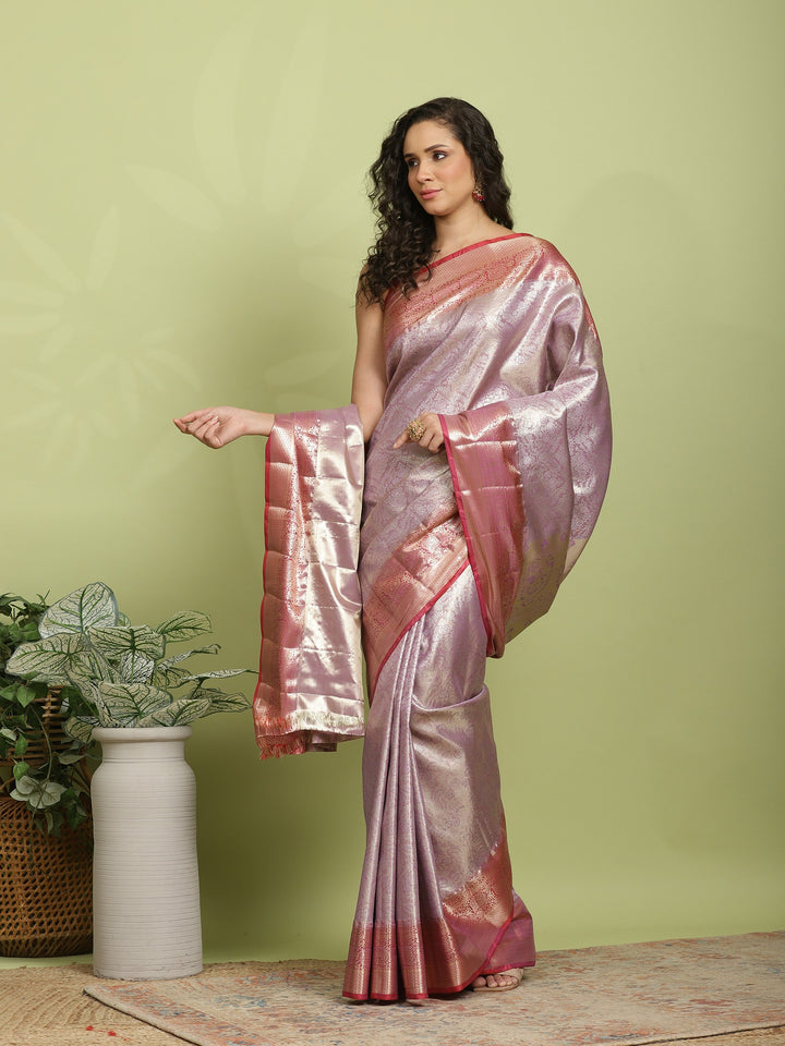 Lavender Woven Design Art Silk Saree
