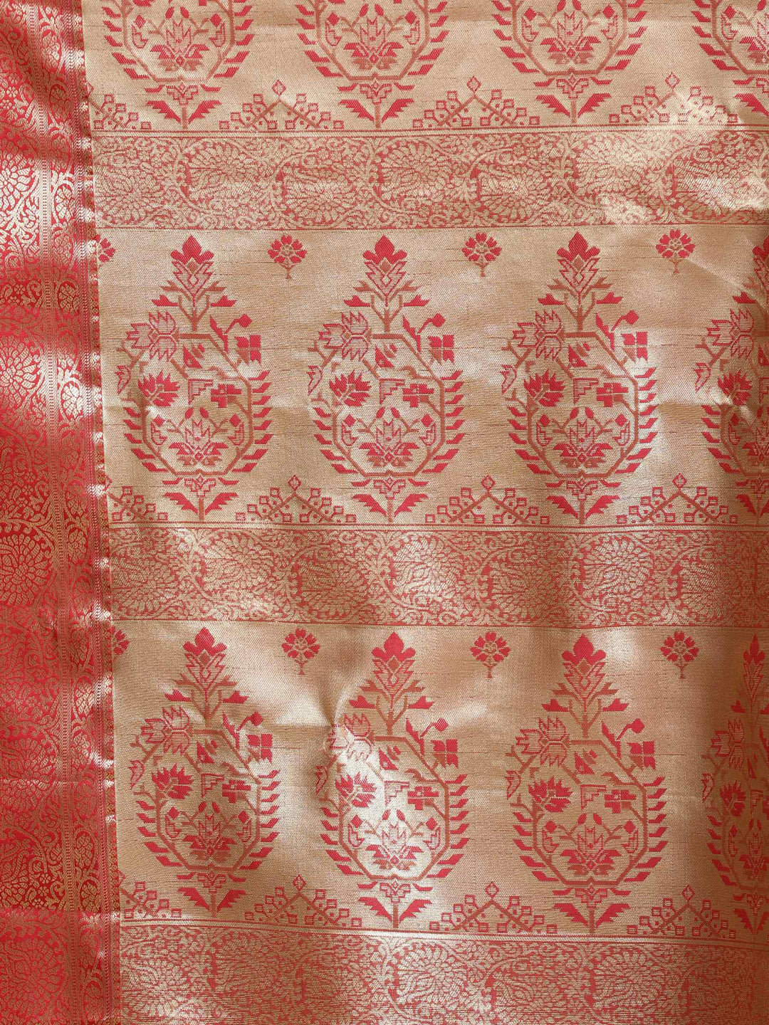 Peach Woven Design Art Silk Saree