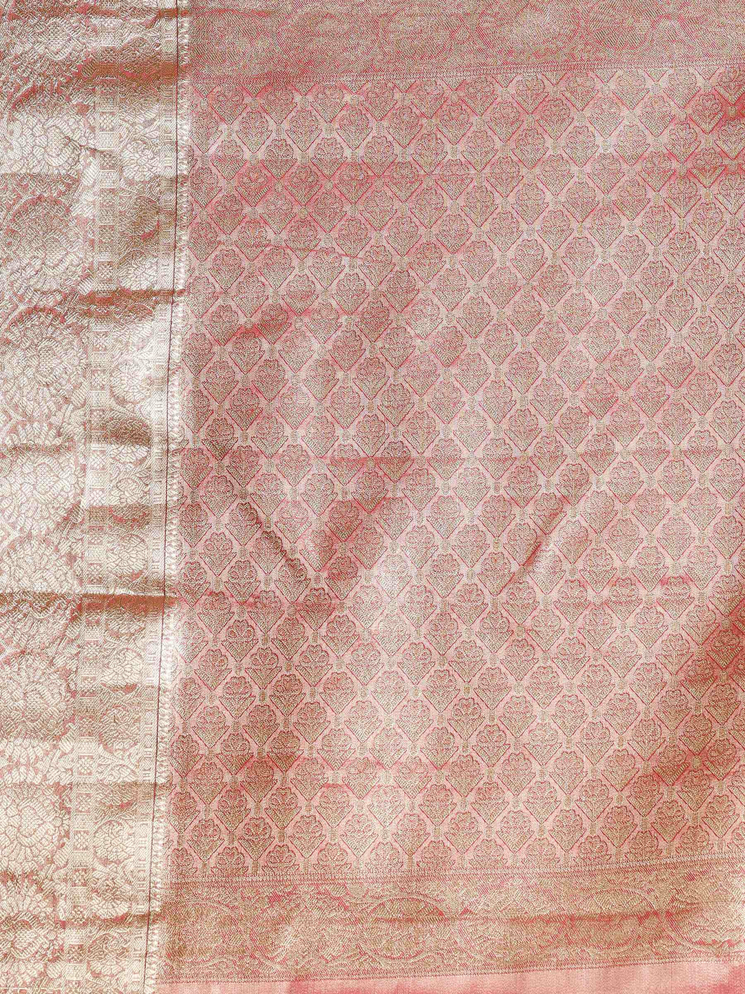 Pink Kalamkari Woven Design Art Silk Saree