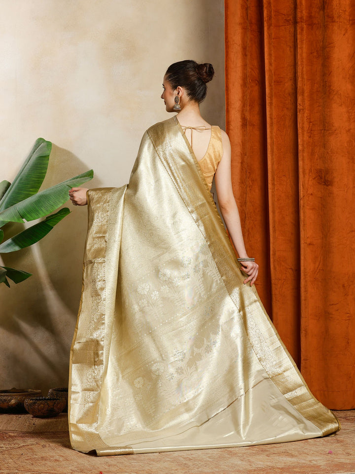 Beige Kalamkari Woven Design Art Silk Saree
