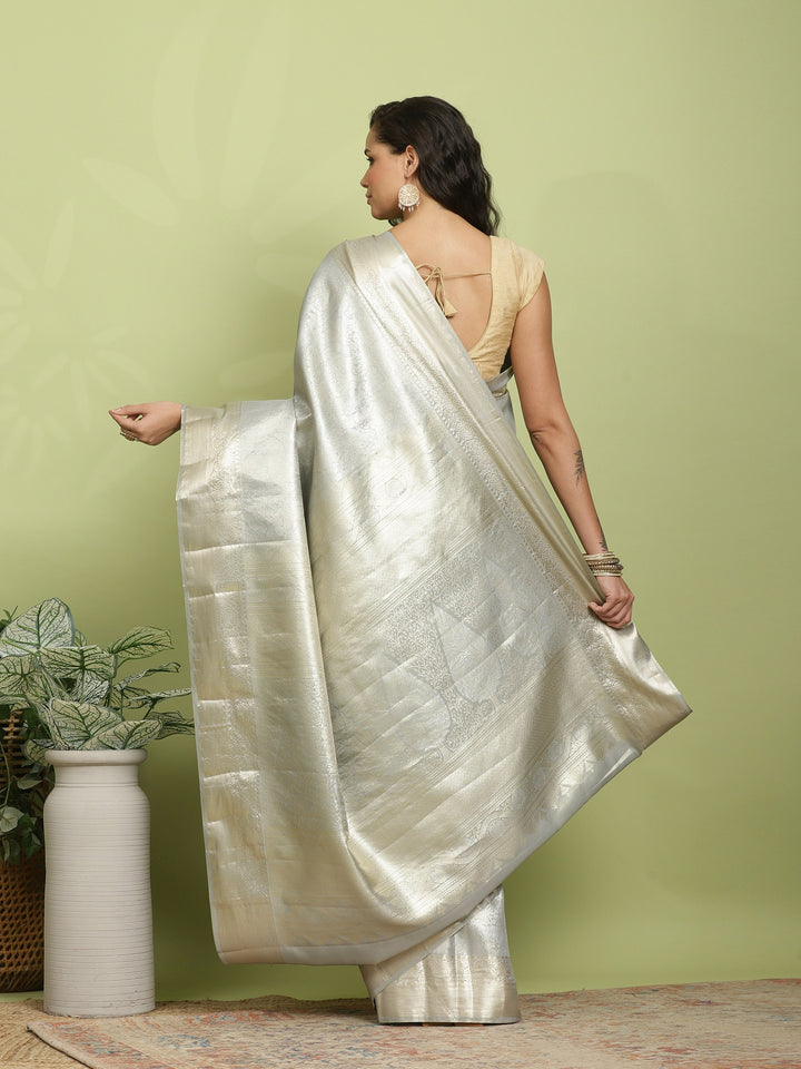 Grey Woven Design Art Silk Saree