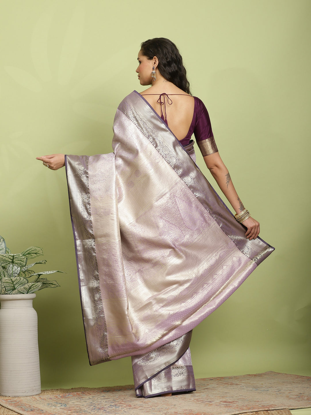 Lavender Woven Design Art Silk Saree