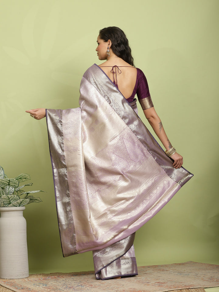 Lavender Woven Design Art Silk Saree
