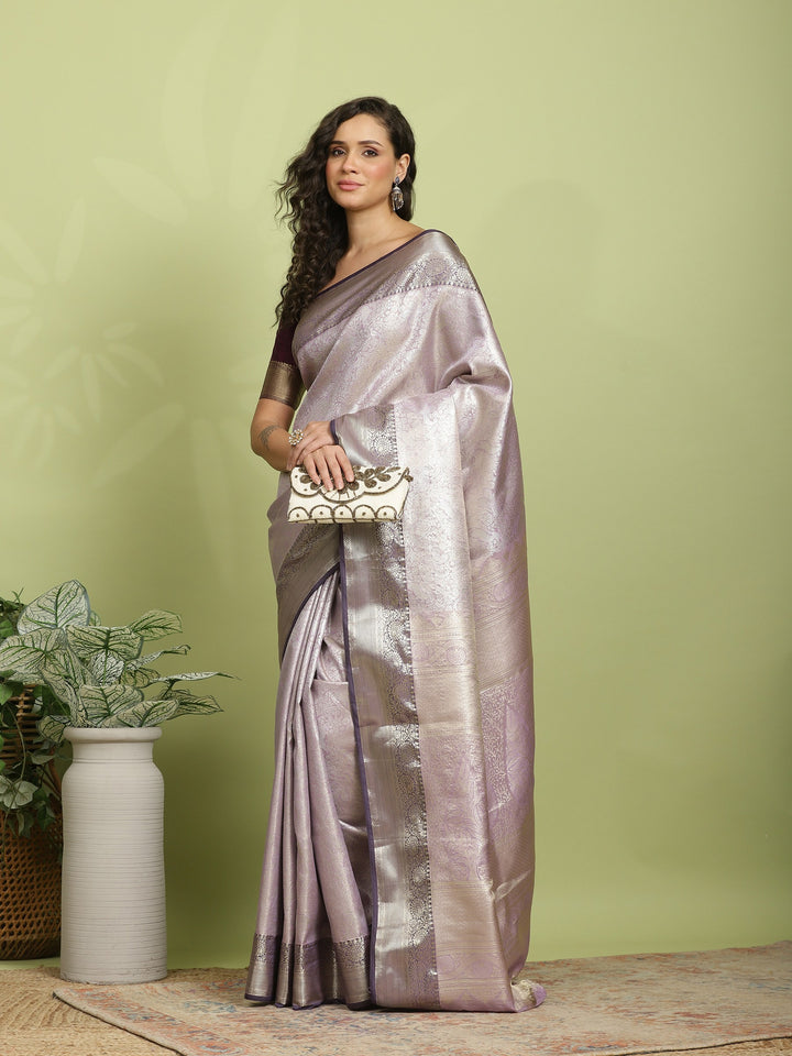 Lavender Woven Design Art Silk Saree