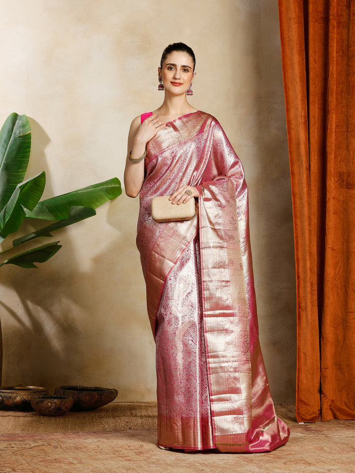 Magenta Kalamkari Woven Design Art Silk Saree