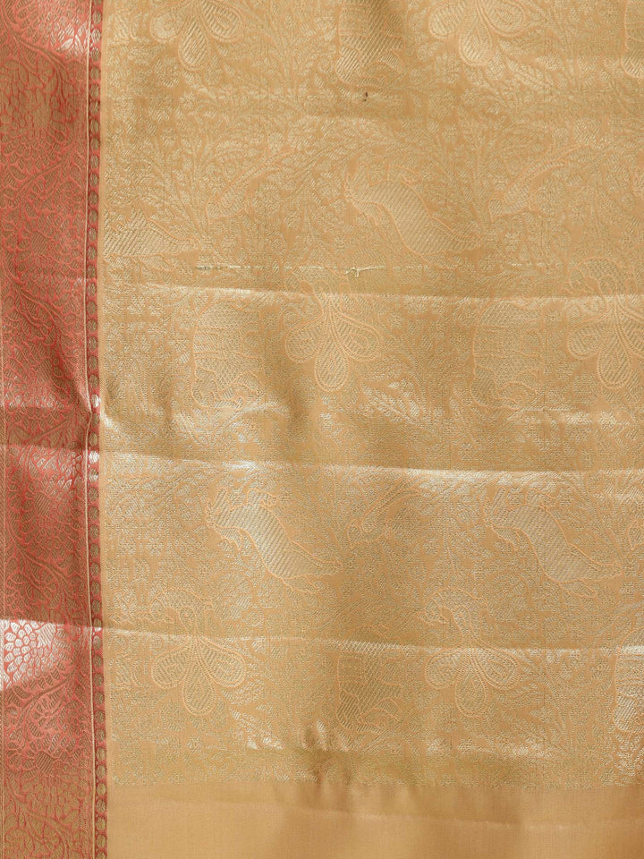 Peach Woven Design Art Silk Saree