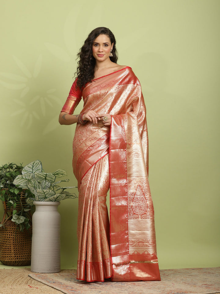 Red Woven Design Art Silk Saree