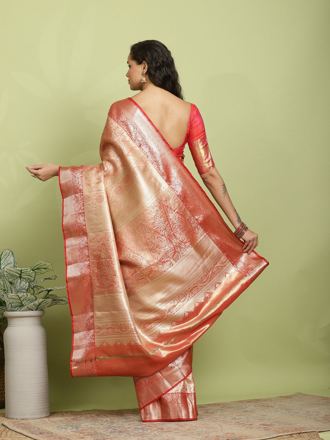 Red Woven Design Art Silk Saree